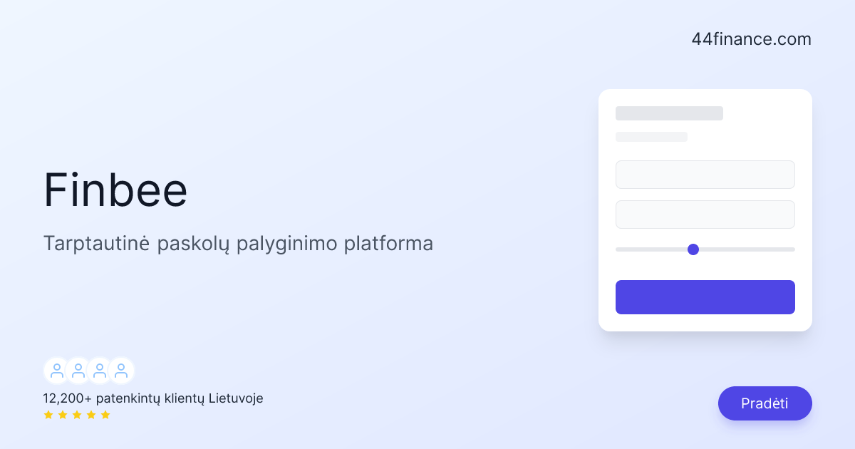 Finbee Finbee paskola — P2P vartojimo paskolos iki 15,000€ mažomis palūkanomis